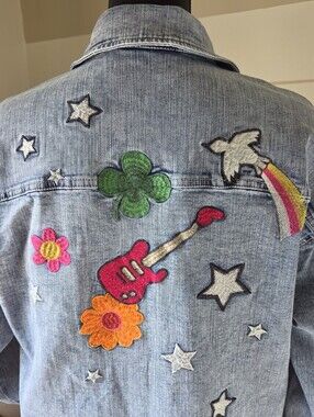 Rare Billy T Longline Embroidered Light Wash Denim Western Boho Shacket Coat S